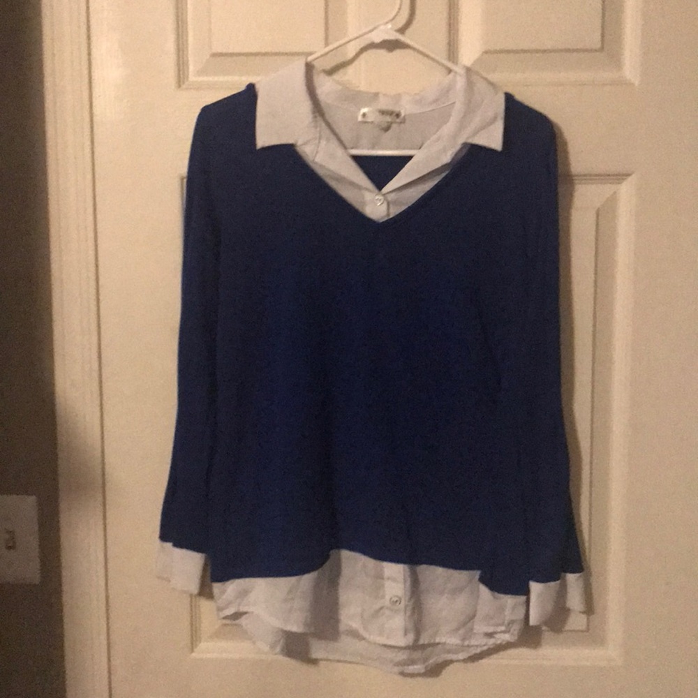 Royal blue vest with white shirt sewn in